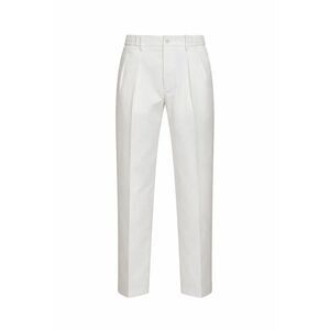 Tagliatore Men Cream Stretch Cotton Pleated Trousers